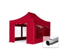 TOOLPORT 3x4,5 m Tonnelle pliante Alu, PES 800, côtés panoramiques, rouge - (600206)
