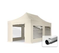 TOOLPORT 3x6 m Tonnelle pliante Alu, PES 800, côtés panoramiques, crème - (600219)