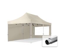 TOOLPORT 3x6 m Tonnelle pliante Alu, PES 800, côtés panoramiques, crème - (600231)