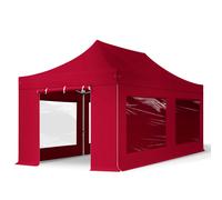 TOOLPORT 3x6 m Tonnelle pliante Alu, PES 800, côtés panoramiques, rouge - (600224)