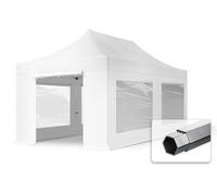 TOOLPORT 3x6 m Tonnelle pliante Alu, PVC 850, côtés panoramiques, blanc