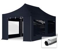 TOOLPORT 3x6 m Tonnelle pliante Alu, PVC 850, côtés panoramiques, noir