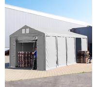 TOOLPORT 4x10 m tente de stockage, PVC 850, H. 3 m avec porte actionnée par traction, gris, sans statique - (79800)