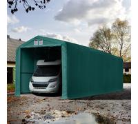 TOOLPORT 4x16 m, Tente garage de stockage, PRIMEtex 2300, porte 3,5x3,5 m, vert foncé, sans statique - (99479)