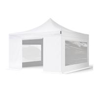 TOOLPORT 4x4 m Tonnelle pliante Acier, PVC 800, côtés panoramiques, blanc - (600130)