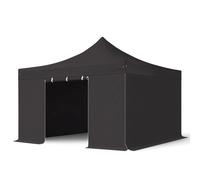 TOOLPORT 4x4 m Tonnelle pliante Acier, PVC 800, côtés sans fenêtre, noir - (600128)