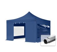 TOOLPORT 4x4 m Tonnelle pliante Alu, PES 800, côtés panoramiques, bleu - (600185)