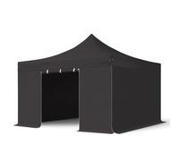 TOOLPORT 4x4 m Tonnelle pliante Alu, PES 800, côtés sans fenêtre, noir - (600175)