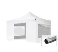 TOOLPORT 4x4 m Tonnelle pliante Alu, PVC 850, côtés panoramiques, blanc - (582424)