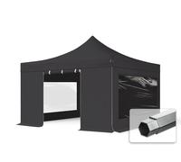 TOOLPORT 4x4 m Tonnelle pliante Alu, PVC 850, côtés panoramiques, noir - (59079)