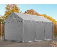 TOOLPORT 4x6 m tente de stockage, PVC 800, H. 2,6 m, gris, avec statique (type de sol : béton) - (49863)