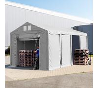 TOOLPORT 4x8 m tente de stockage, PVC 850, H. 3 m avec porte actionnée par traction, gris, avec statique (type de sol : terre) - (93776)