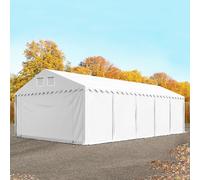 TOOLPORT 5x10 m tente de stockage, PVC 800, H. 2,6 m, blanc, avec statique (type de sol : terre) - (58518)