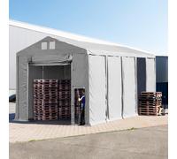 TOOLPORT 5x10 m tente de stockage, PVC 850, H. 3,6 m avec porte actionnée par traction, gris, avec statique (type de sol : terre) - (93788)
