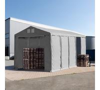 TOOLPORT 5x10 m tente de stockage, PVC 850, H. 3,6 m avec portes à fermeture éclair, gris, sans statique - (79807)