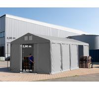 TOOLPORT 5x10 m tente de stockage, PVC 850, H. 3 m avec porte coulissante, gris, avec statique (type de sol : béton) - (94020)