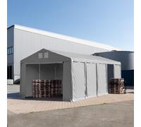 TOOLPORT 5x10 m tente de stockage, PVC 850, H. 3 m avec portes à fermeture éclair, gris, avec statique (type de sol : béton) - (94018)