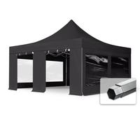 TOOLPORT 5x5 m Tonnelle pliante Alu, PVC 850, côtés panoramiques, noir