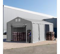 TOOLPORT 5x8 m tente de stockage, PVC 850, H. 3 m avec porte actionnée par traction, gris, sans statique - (79802)
