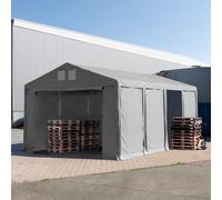TOOLPORT 5x8 m tente de stockage, PVC 850, H. 3 m avec portes à fermeture éclair, gris, sans statique - (79801)