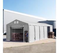 TOOLPORT 6x12 m tente de stockage, PVC 850, H. 3 m avec porte actionnée par traction, gris, sans statique - (79817)