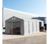 TOOLPORT 6x12 m tente de stockage, PVC 850, H. 3 m avec portes à fermeture éclair, gris, avec statique (type de sol : terre) - (93796)