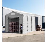 TOOLPORT 6x12 m tente de stockage, PVC 850, H. 4 m avec porte actionnée par traction, gris, avec statique (type de sol : béton) - (94041)