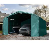 TOOLPORT 6x6 m, Tente garage de stockage, PRIMEtex 2300, porte 4,1x2,9 m, vert foncé, avec statique (type de sol : terre) - (99435)