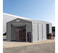 TOOLPORT 8x10 m tente de stockage, PVC 850, H. 3,6 m avec porte actionnée par traction, gris, sans statique - (79836)