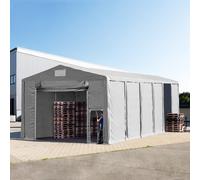 TOOLPORT 8x12 m tente de stockage, PVC 850, H. 3,6 m avec porte actionnée par traction, gris, avec statique (type de sol : béton) - (94060)