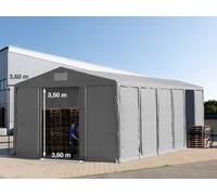 TOOLPORT 8x12 m tente de stockage, PVC 850, H. 3,6 m avec porte coulissante, gris, avec statique (type de sol : béton) - (94061)