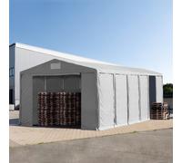TOOLPORT 8x12 m tente de stockage, PVC 850, H. 3,6 m avec portes à fermeture éclair, gris, sans statique - (79845)