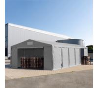 TOOLPORT 8x12 m tente de stockage, PVC 850, H. 3 m avec portes à fermeture éclair, gris, sans statique - (79838)