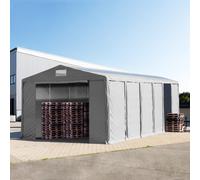 TOOLPORT 8x12 m tente de stockage, PVC 850, H. 4 m avec portes à fermeture éclair et fenêtres dans le toit, gris, sans statique - (79857)