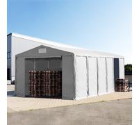 TOOLPORT 8x12 m tente de stockage, PVC 850, H. 4 m avec portes à fermeture éclair, gris, avec statique (type de sol : terre) - (93834)