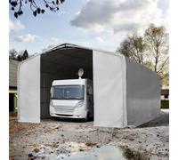 TOOLPORT 8x12 m, Tente garage de stockage, PVC 850, porte 4,0x4,7 m, gris, avec statique (type de sol : terre) - (99460)