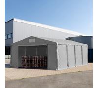 TOOLPORT 8x8 m tente de stockage, PVC 850, H. 3 m avec portes à fermeture éclair, gris, avec statique (type de sol : béton) - (94043)