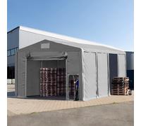 TOOLPORT 8x8 m tente de stockage, PVC 850, H. 4 m avec porte actionnée par traction, gris, avec statique (type de sol : béton) - (94066)