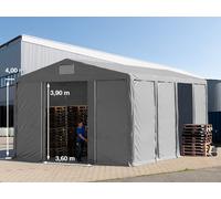 TOOLPORT 8x8 m tente de stockage, PVC 850, H. 4 m avec porte coulissante, gris, avec statique (type de sol : terre) - (93833)