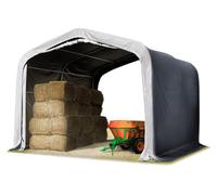 TOOLPORT Abri tunnel 4x4 m bâche en PVC 850 N gris, ancrage pour sol meuble