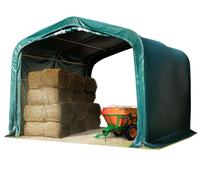 TOOLPORT Abri tunnel 4x4 m bâche en PVC 850 N vert, ancrage pour sol meuble