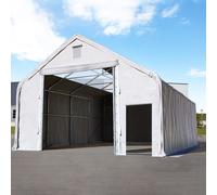 TOOLPORT Everest 10x20 m hangar avec fenêtres dans le toit, porte 4x4 m, PRIMEtex 2300, gris, avec statique (type de sol : terre) - (49838)