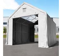 TOOLPORT Everest 4x8 m hangar avec fenêtres dans le toit, porte 3x3 m, PRIMEtex 2300, gris, avec statique (type de sol : terre) - (49830)