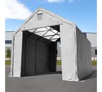 TOOLPORT Everest 5x10 m hangar avec fenêtres dans le toit, porte 3x3,4 m, PRIMEtex 2300, gris, avec statique (type de sol : terre) - (49832)