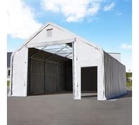 TOOLPORT Everest 8x12 m hangar avec fenêtres dans le toit, porte 4x3,4 m, PRIMEtex 2300, gris, avec statique (type de sol : terre) - (49836)