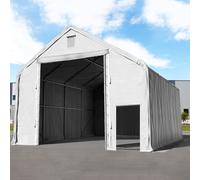 TOOLPORT Everest 8x8 m hangar, porte 4x4,4 m, PRIMEtex 2300, gris, avec statique (type de sol : terre) - (48678)