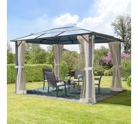 TOOLPORT Moonlight 3x3,65 m Tonnelle de jardin, acier, toit rigide, crème - (300199)