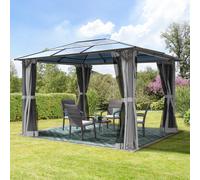 TOOLPORT Moonlight 3x3,65 m Tonnelle de jardin, acier, toit rigide, gris - (300198)
