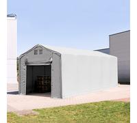 TOOLPORT Outlander 4x10 m hangar, PVC 850, H. 3m avec porte actionnée par traction, gris, avec statique (type de sol : béton) - (94088)