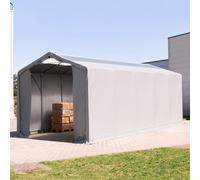 TOOLPORT Outlander 4x12 m hangar, PVC 850, H. 3 m avec portes à fermeture éclair et fenêtres dans le toit, gris, avec statique (type de sol : terre) - (94317)